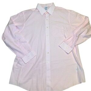 Brooks‎ Brothers Regent fit non-iron button up shirt pale pink and white 17.5-35